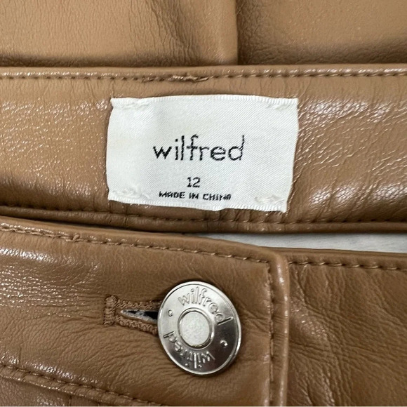 Aritzia Wilfred The Melina Pant Vegan Leather Brown Size 12 - Picture 8 of 10